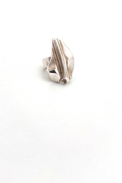 Bjorn Weckstrom Lapponia Finland large vintage silver ring 1992 Scandinavian Modernist jewelry design
