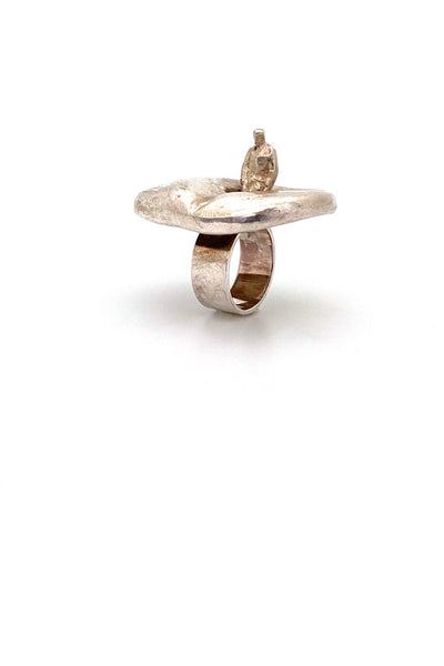 Bjorn Weckstrom Lapponia Finland vintage large rare Brukkas Pond ring 1969 Scandinavian Modern jewelry design