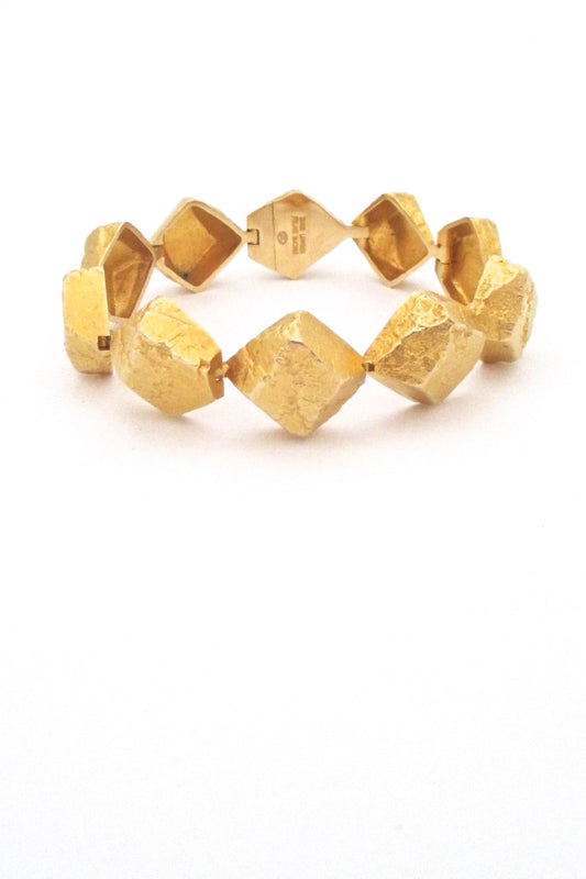 Lapponia Finland vintage modernist heavy 18k gold Rapid Stones bracelet by Bjorn Weckstrom design 1965