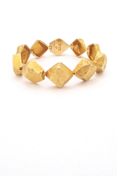 Lapponia Finland vintage modernist heavy 18k gold Rapid Stones bracelet by Bjorn Weckstrom design 1965