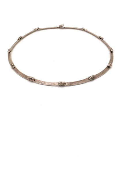 Lapponia Finland vintage silver Labyrinth choker necklace by Bjorn Weckstrom 1979 Scandinavian Modernist jewelry design