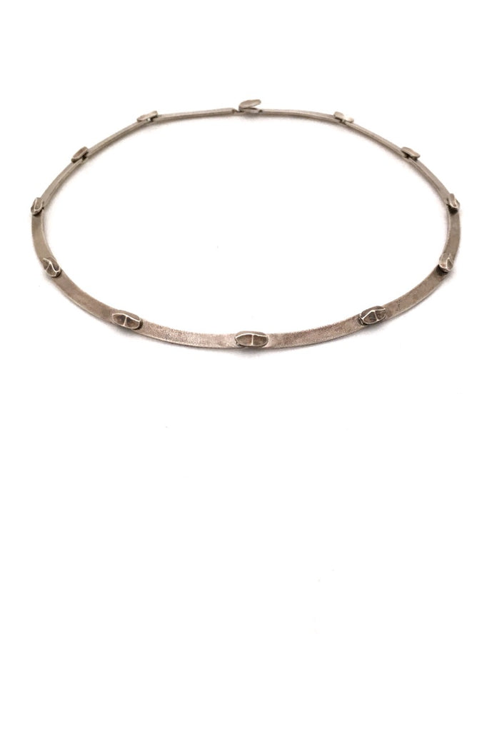 Lapponia Finland vintage silver Labyrinth choker necklace by Bjorn Weckstrom 1979 Scandinavian Modernist jewelry design