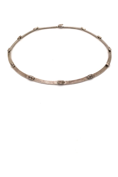 Lapponia Finland vintage silver Labyrinth choker necklace by Bjorn Weckstrom 1979 Scandinavian Modernist jewelry design