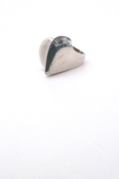 Bjorn Weckstrom for Lapponia vintage silver acrylic Darinas Tear ring mid century Modernist design