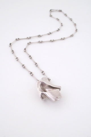 Bjorn Weckstrom for Lapponia Finland heavy silver pendant necklace 1977
