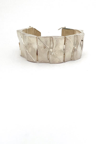 Bjorn Weckstrom Lapponia Finland vintage silver wide Moon Bridge bracelet 1975 Scandinavian Modern jewelry design