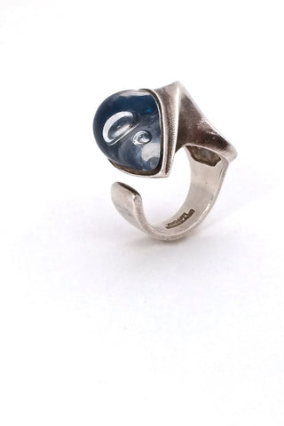 Bjorn Weckstrom for Lapponia Finland vintage silver & acrylic Space Series Ara ring 