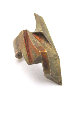 front Lapponia Finland large bronze ring by Bjorn Weckstrom
