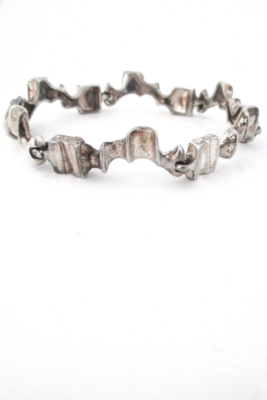 Bjorn Weckstrom for Lapponia Finland modernist silver Caravan bracelet