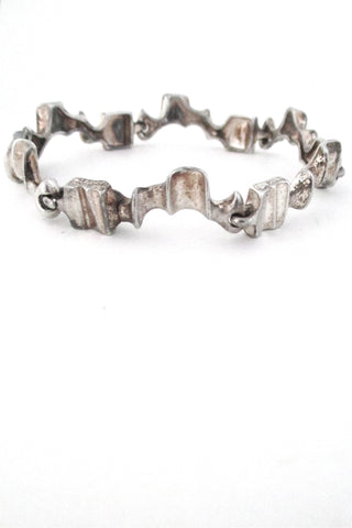 Bjorn Weckstrom for Lapponia Finland modernist silver Caravan bracelet