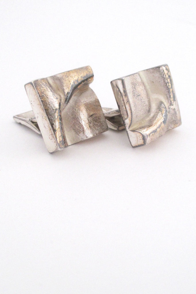 Bjorn Weckstrom for Lapponia Finland 1972 large square silver cufflinks