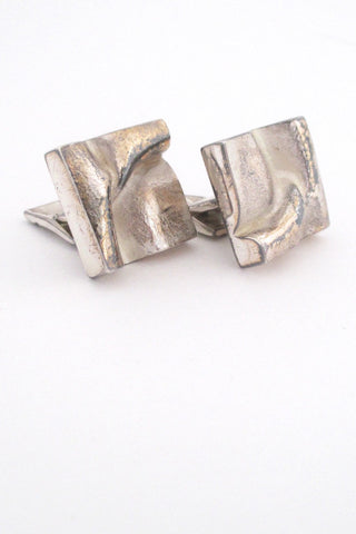 Bjorn Weckstrom for Lapponia Finland 1972 large square silver cufflinks