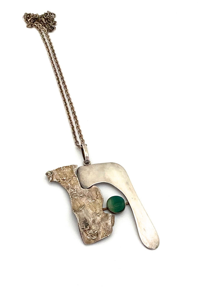 Buch & Deichmann Denmark vintage sterling silver large pendant necklace Scandinavian Modernist jewelry design