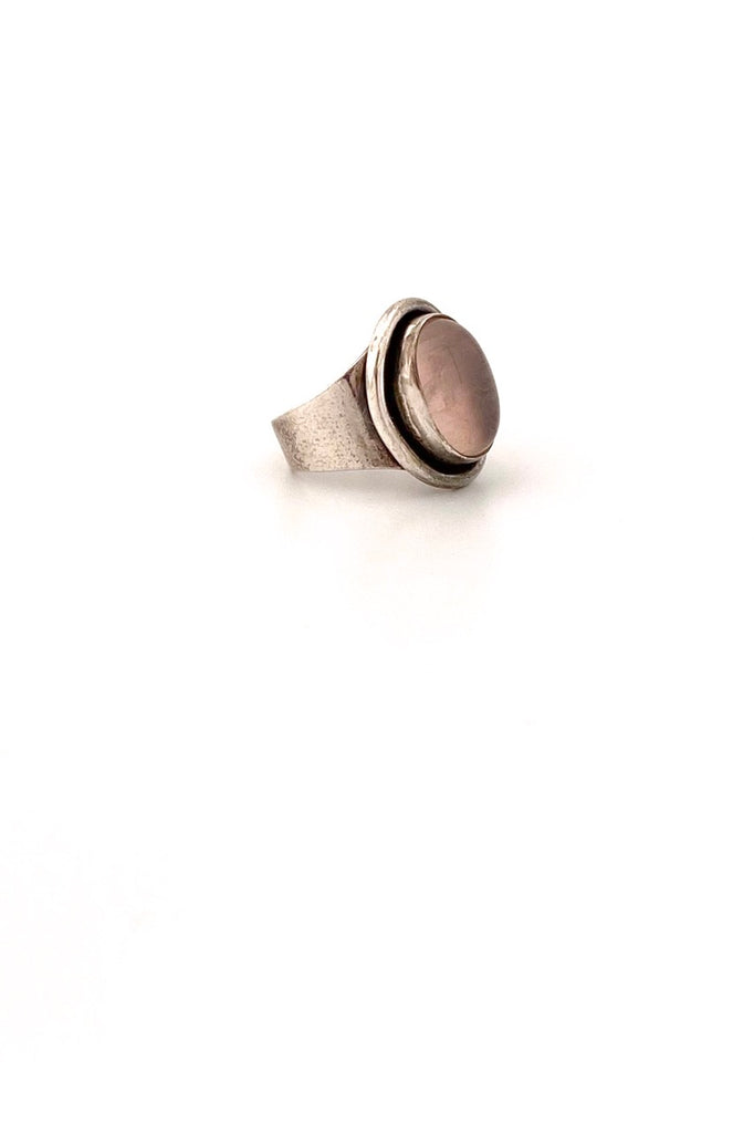 Carl Ove Frydensberg Denmark vintage silver rose quartz ring Scandinavian Modern jewelry design