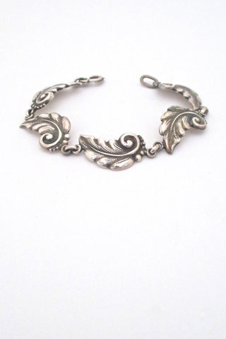 Carl Poul Petersen Canada vintage silver leaf link bracelet Scandinavian Modern design Georg Jensen apprenticeship