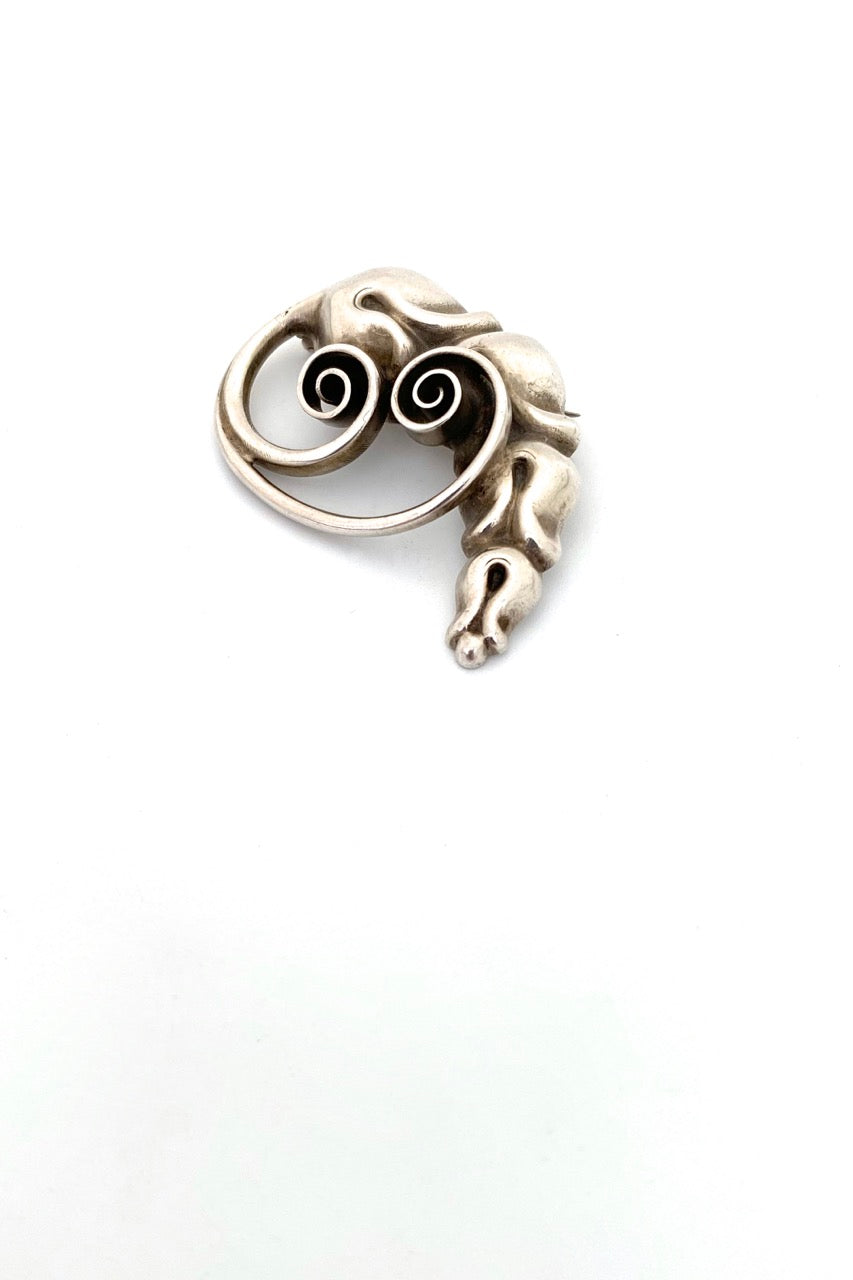 Carl Poul Petersen Canada vintage silver styled floral brooch 