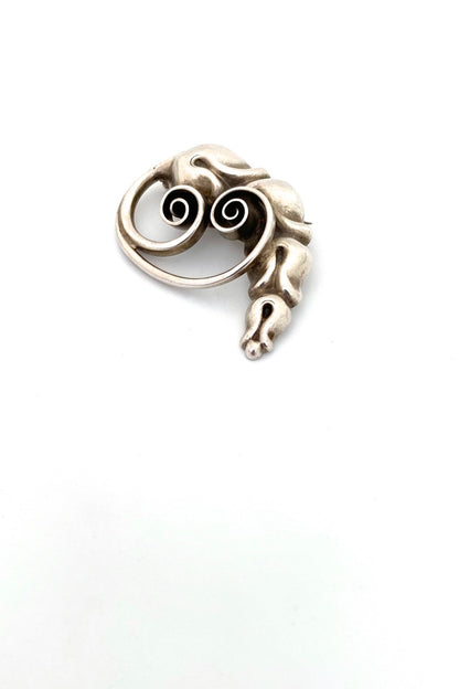 Carl Poul Petersen Canada vintage silver styled floral brooch 
