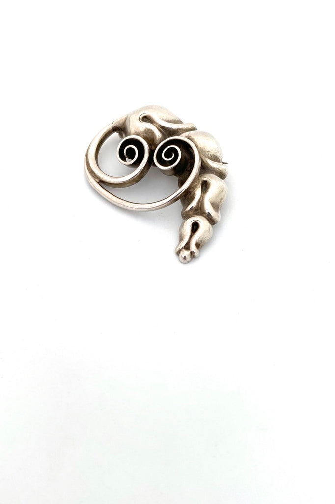 Carl Poul Petersen Canada vintage silver styled floral brooch 