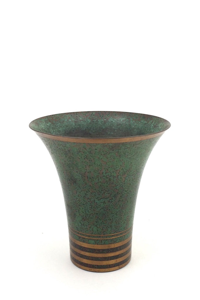 Carl Sorensen USA vintage art deco patinated bronze trumpet vase signed