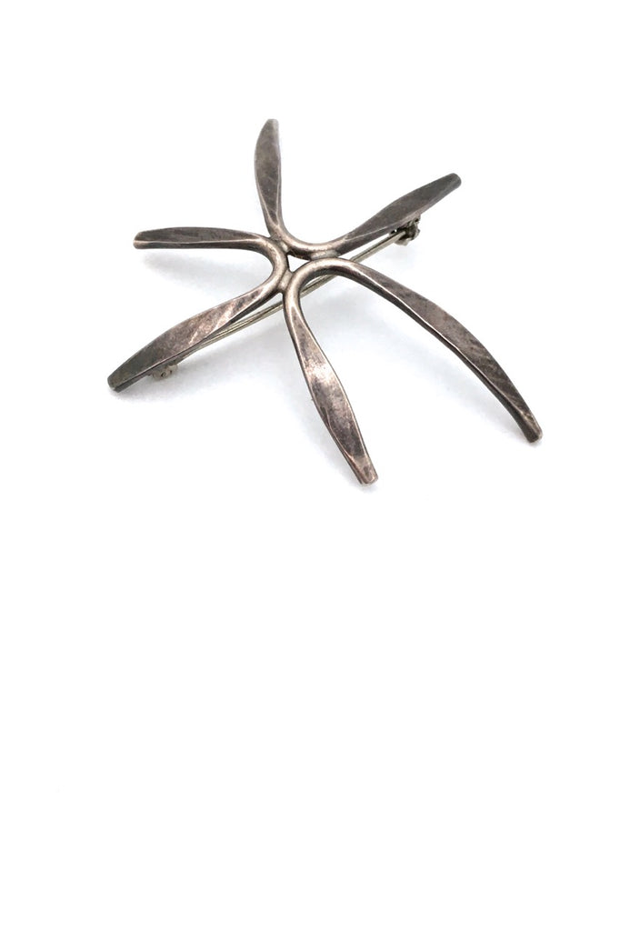 Christian Schmidt USA vintage Modernist silver starburst brooch mid century jewelry design
