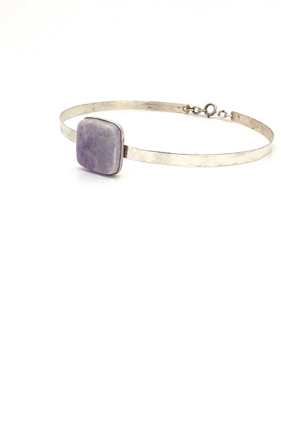 profile Claude Momiron France vintage silver pale amethyst choker necklace 1970s Modernist design jewelry