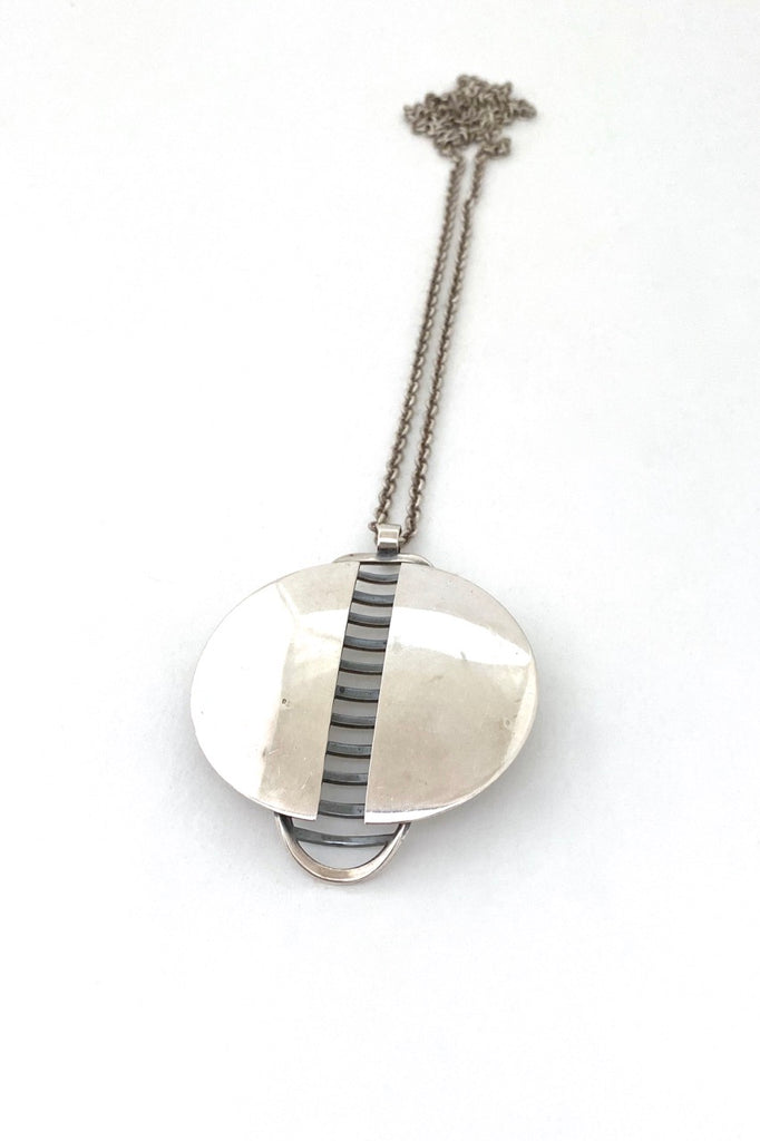 David-Andersen Norway extra large vintage silver pendant for necklace Scandinavian Modernist jewelry design