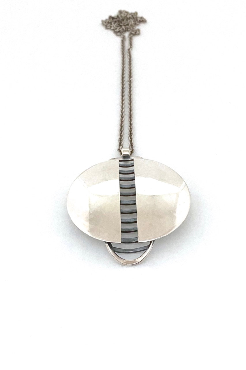 David-Andersen Norway extra large vintage silver pendant for necklace Scandinavian Modernist jewelry design