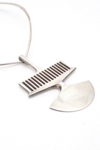 David Andersen Norway large vintage Modernist silver enamel pendant by Bjorn Sigurd Ostern Nordic design