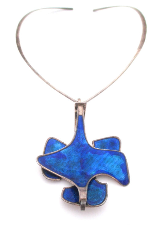 David Andersen Norway vintage enamel and silver large pendant and neck ring Bjorn Sigurd Ostern