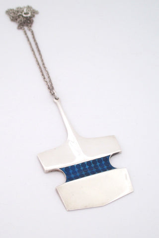 David Andersen Norway large vintage modernist heavy silver enamel pendant