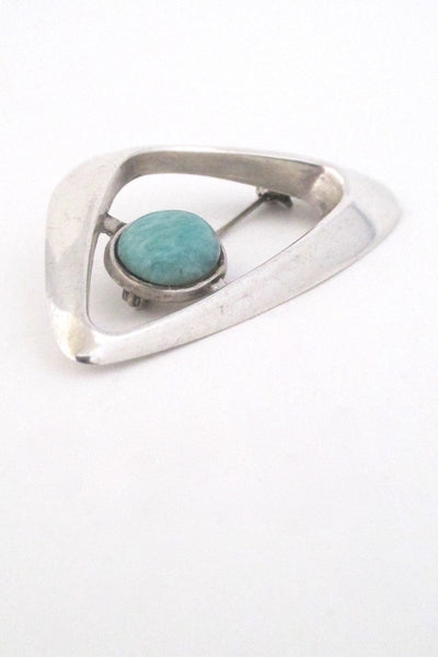 David Andersen Norway modernist silver amazonite brooch by Harry Sorby