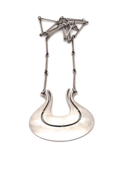 David-Andersen Norway large vintage silver Scandinavian Modernist pendant and long link chain