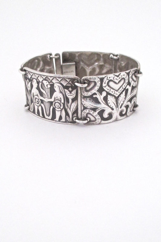 David Andersen Norway vintage silver Adam and Eve classic panel link bracelet