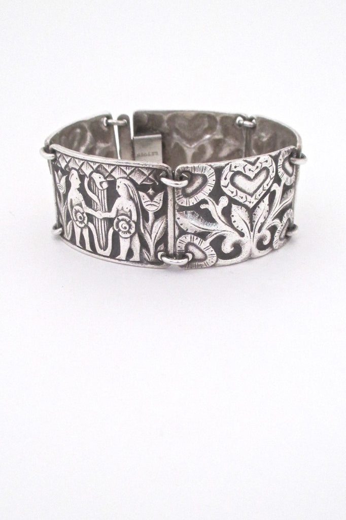David Andersen Norway vintage silver Adam and Eve classic panel link bracelet