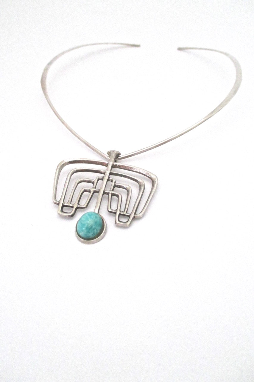 David-Andersen Norway vintage silver amazonite Troll series necklace pendant Bjorn Sigurd Ostern original neck ring