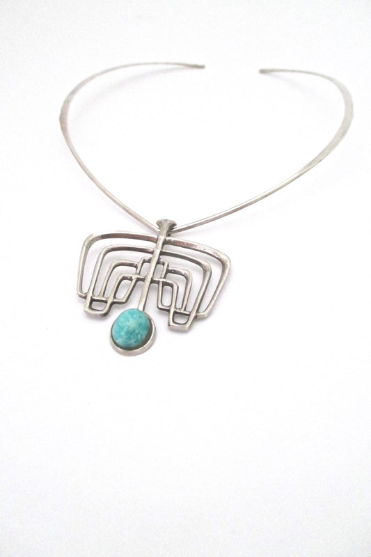 David-Andersen Norway vintage silver amazonite Troll series necklace pendant Bjorn Sigurd Ostern original neck ring