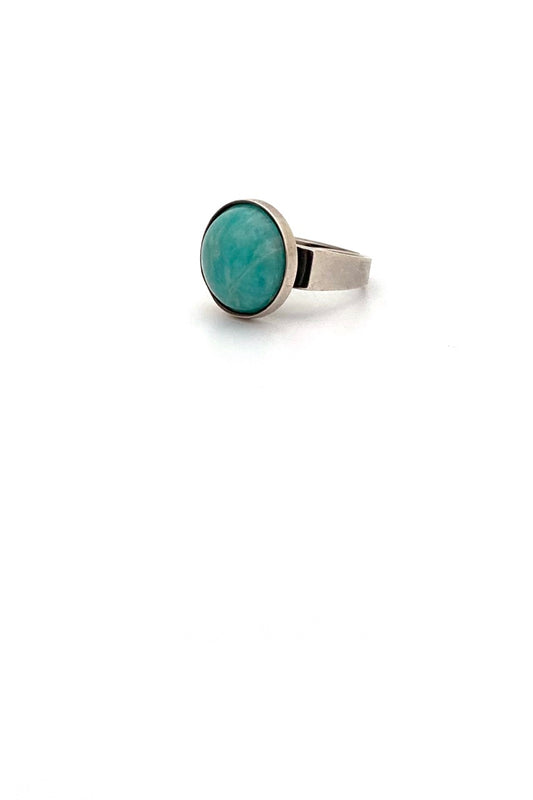 David-Andersen Norway vintage silver amazonite ring Scandinavian Modernist jewelry design