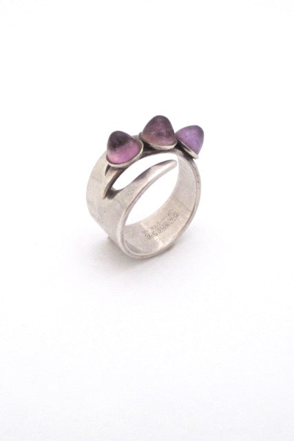David Andersen Norway vintage Modernist silver amethyst adjustable ring