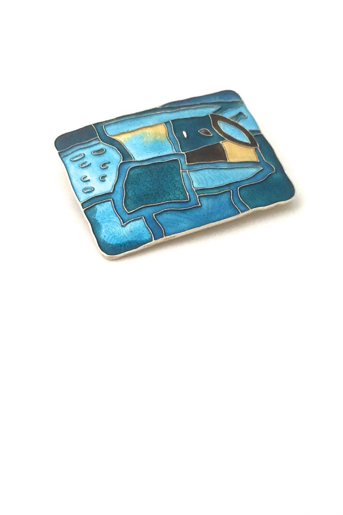 detail David-Andersen Norway vintage silver enamel four seasons Spring brooch Scandinavian design