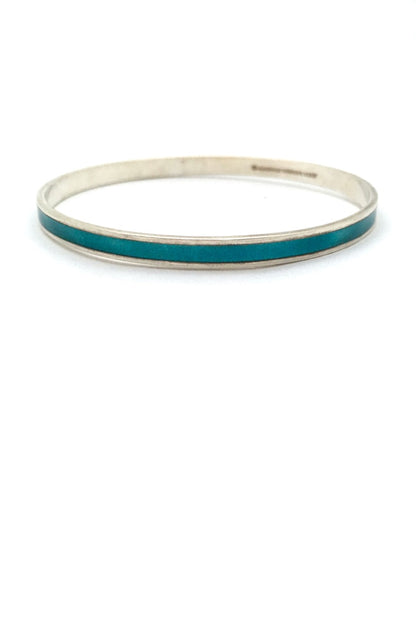 David Andersen Norway vintage sterling silver enamel bangle bracelet Scandinavian Modern design jewelry
