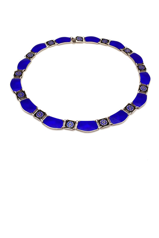 David-Andersen Norway vintage silver enamel choker necklace Scandinavian jewelry design