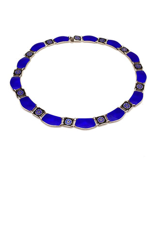 David-Andersen Norway vintage silver enamel choker necklace Scandinavian jewelry design