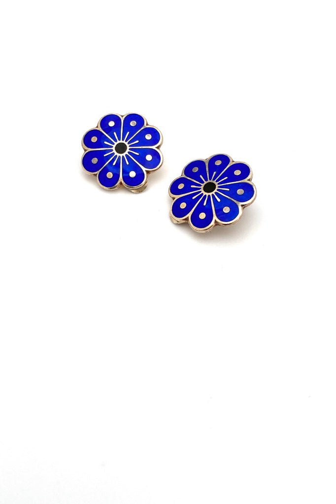 David-Andersen Norway vintage silver enamel earrings Scandinavian jewelry design