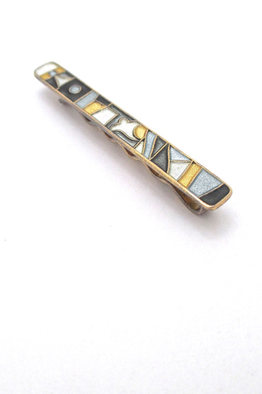 David-Andersen Norway vintage modernist silver enamel four seasons tie bar Thorbjørn Lie-Jorgensen