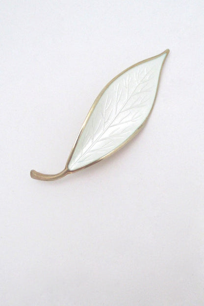 David Andersen Norway vintage sterling silver enamel leaf brooch Willy Winnaess