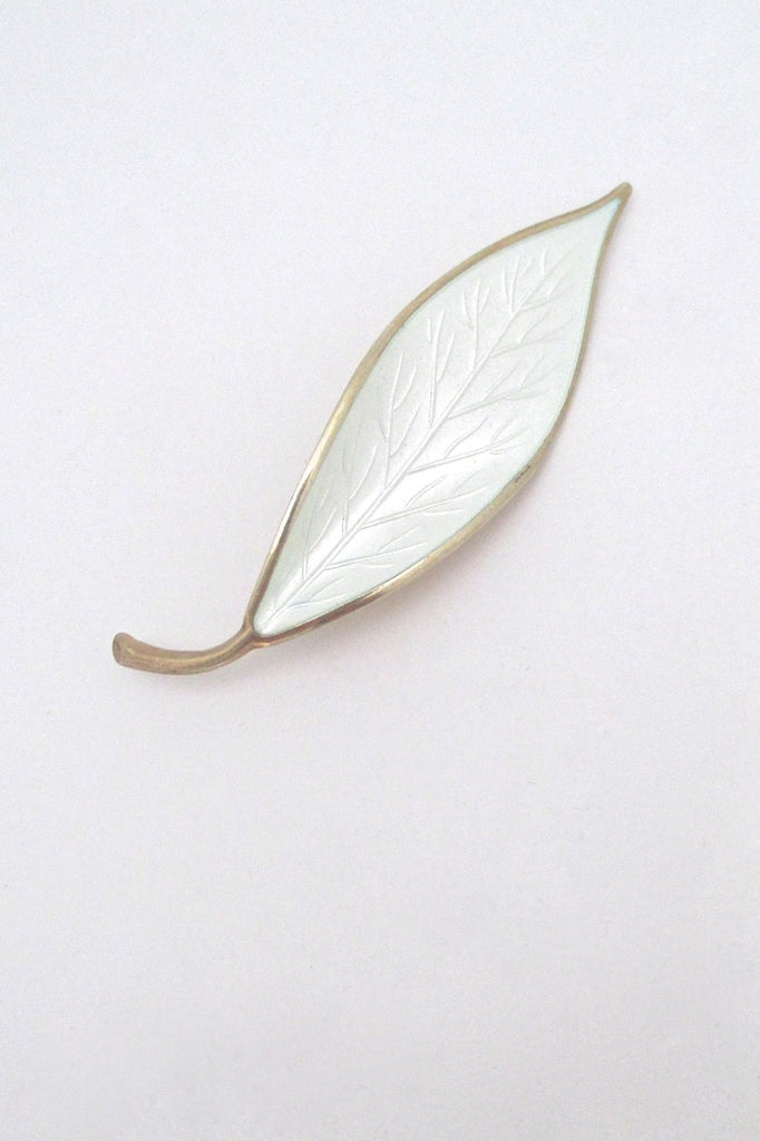 David Andersen Norway vintage sterling silver enamel leaf brooch Willy Winnaess