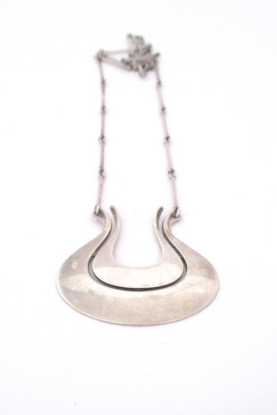 David-Andersen Norway large vintage silver Scandinavian Modernist pendant and long link chain
