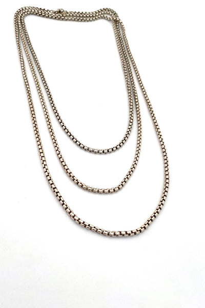 David Yurman USA extra long 72 inch silver box link chain 14k gold tag