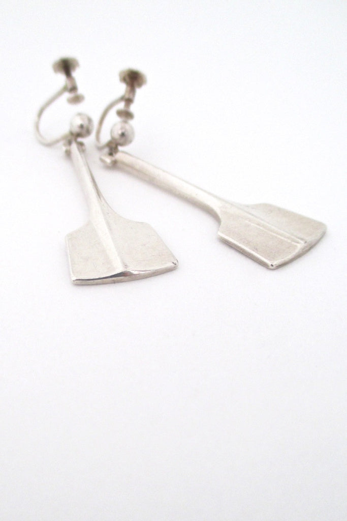 David Andersen Norway vintage silver Thors Hammer drop earrings