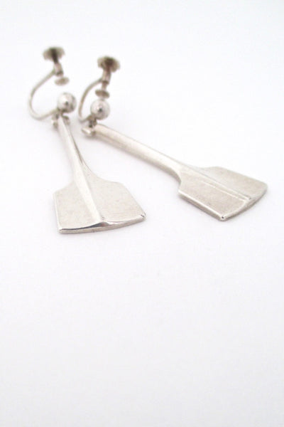 David Andersen Norway vintage silver Thors Hammer drop earrings